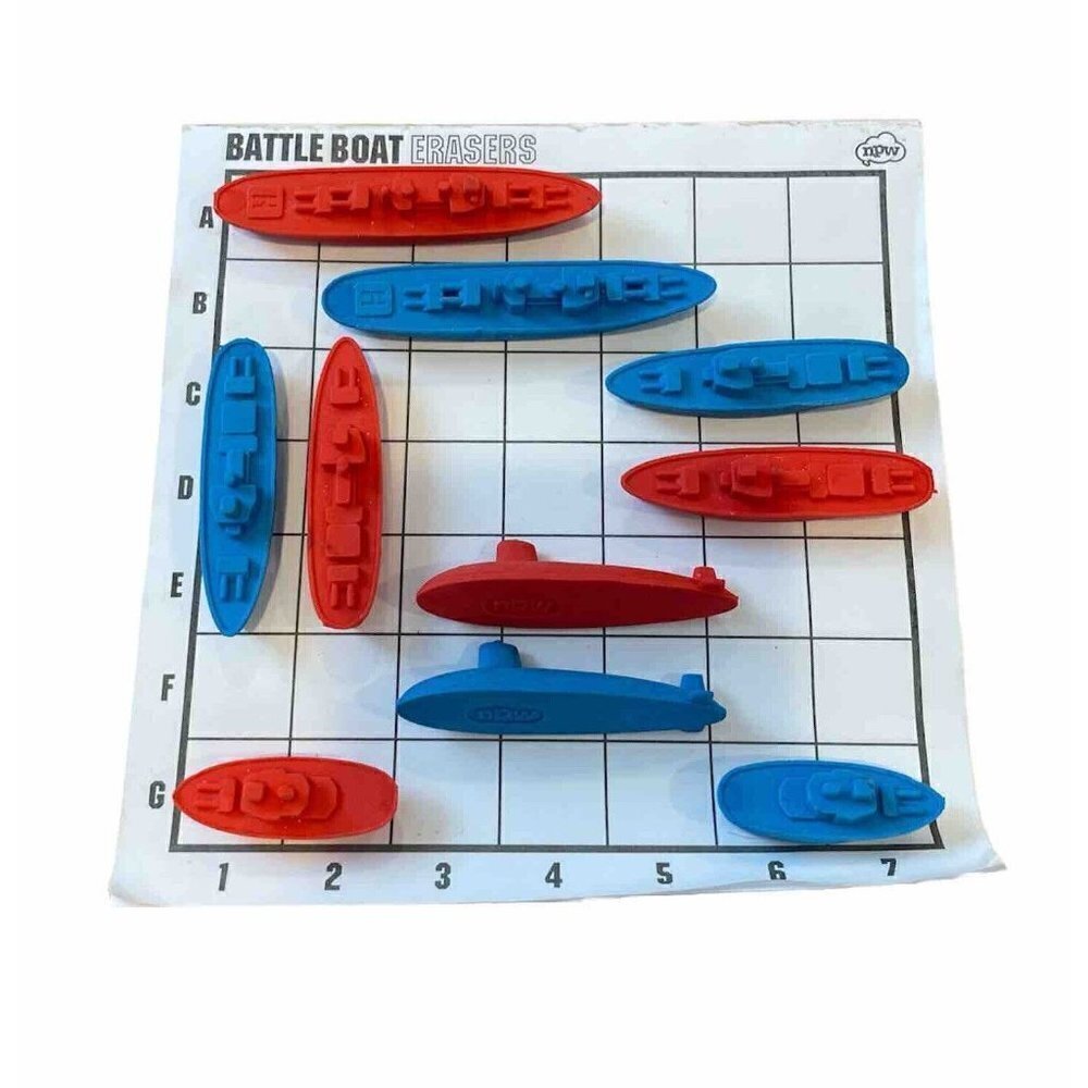 Battle Boat Erasers Game Set by NPW Battleships Naval Ships Preowned